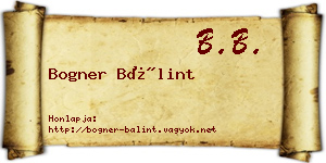 Bogner Bálint névjegykártya